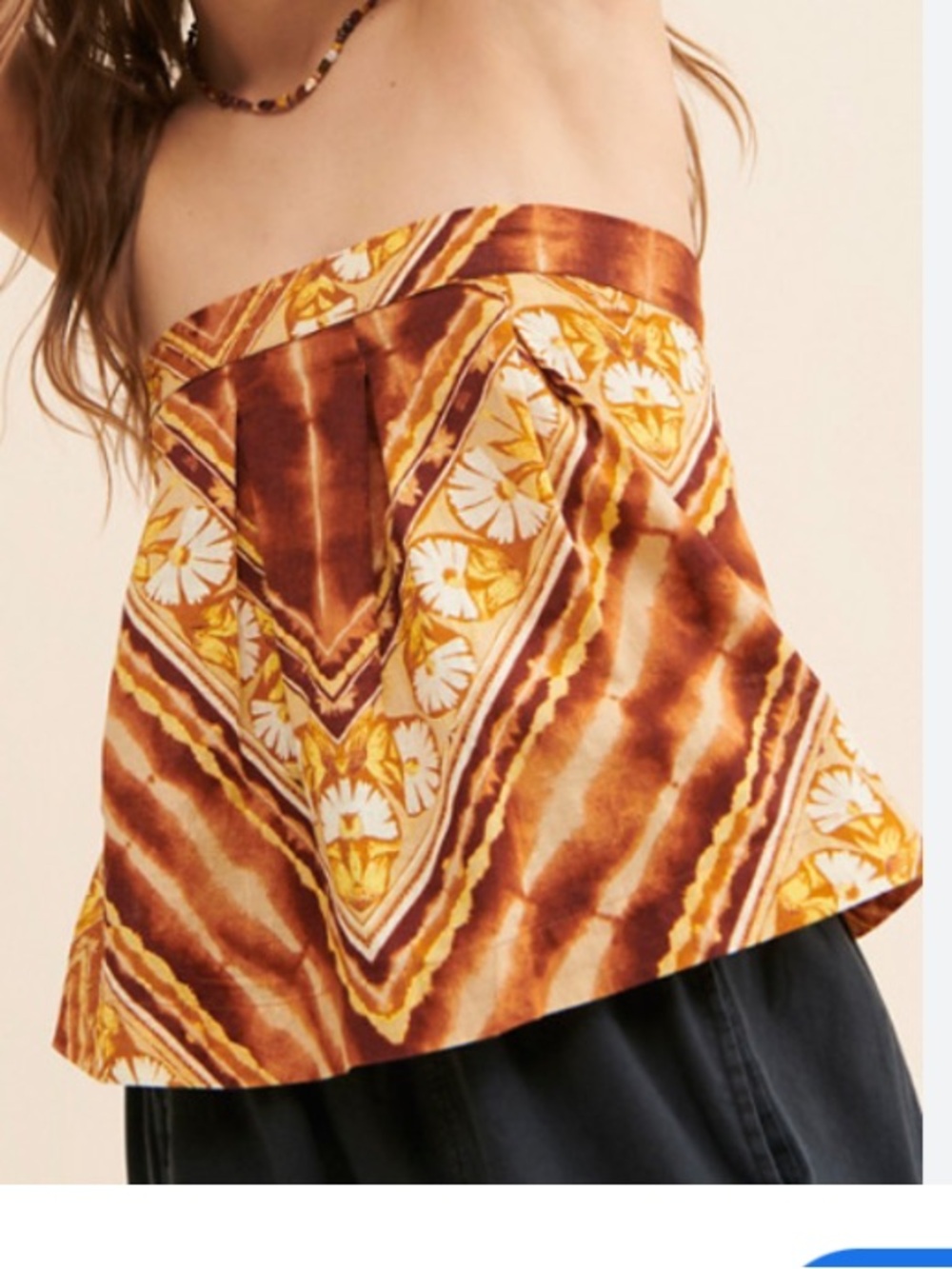 Free people medium Kendra Aztec strapless flowy crop top boho western romantic